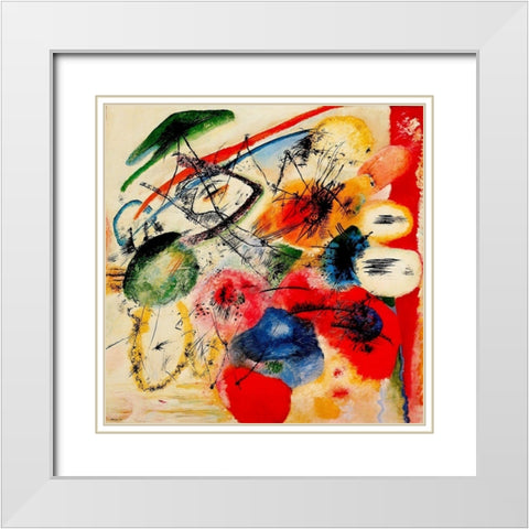 Black Lines 1913 White Modern Wood Framed Art Print with Double Matting by Kandinsky, Wassily