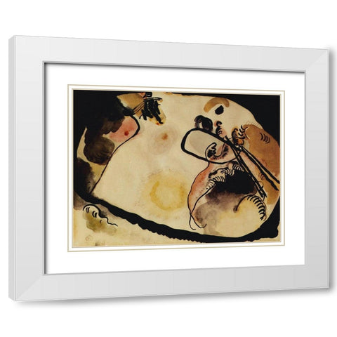 Bronze 1911-12 White Modern Wood Framed Art Print with Double Matting by Kandinsky, Wassily