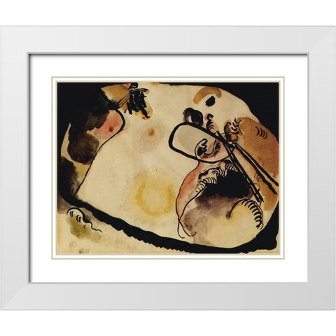 Bronze 1911-12 White Modern Wood Framed Art Print with Double Matting by Kandinsky, Wassily