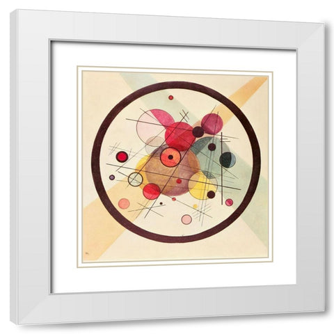 Circles in a Circle 1923 White Modern Wood Framed Art Print with Double Matting by Kandinsky, Wassily
