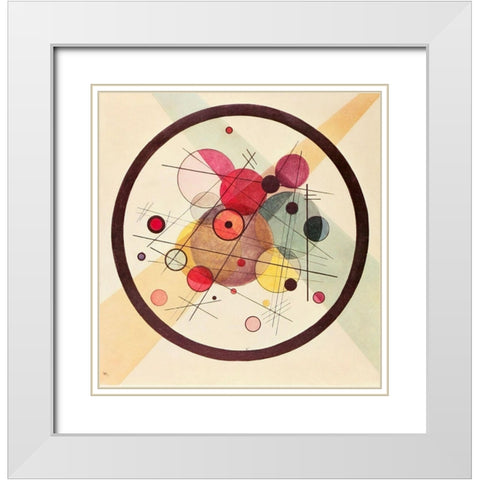 Circles in a Circle 1923 White Modern Wood Framed Art Print with Double Matting by Kandinsky, Wassily