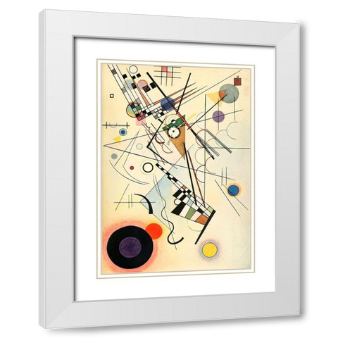 Composition no.8 White Modern Wood Framed Art Print with Double Matting by Kandinsky, Wassily