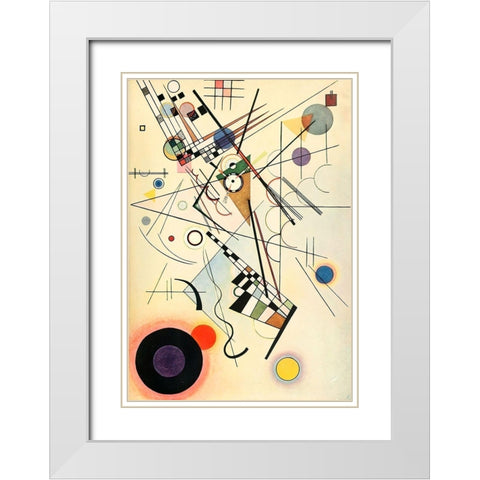 Composition no.8 White Modern Wood Framed Art Print with Double Matting by Kandinsky, Wassily