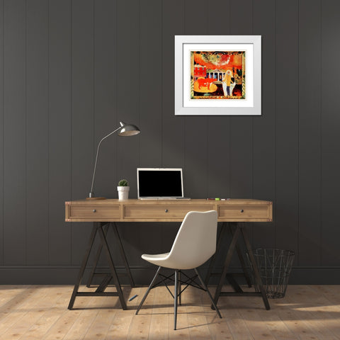 Cow in Moscow 1912 White Modern Wood Framed Art Print with Double Matting by Kandinsky, Wassily