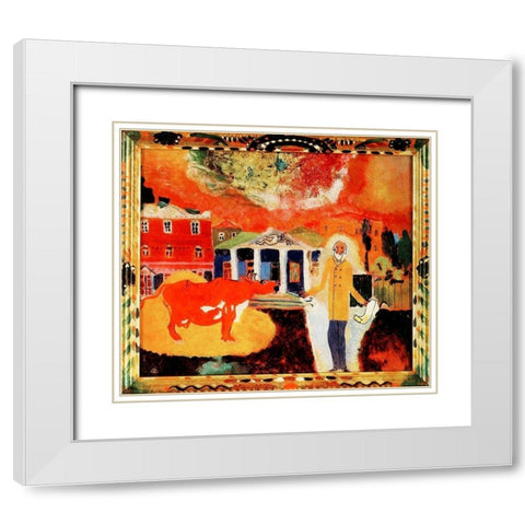 Cow in Moscow 1912 White Modern Wood Framed Art Print with Double Matting by Kandinsky, Wassily