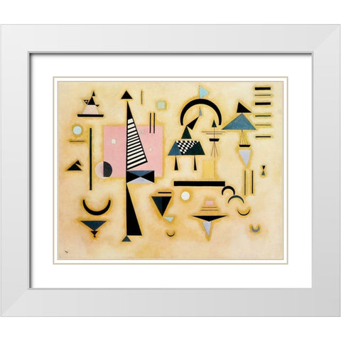 Decisive Rose 1932 White Modern Wood Framed Art Print with Double Matting by Kandinsky, Wassily
