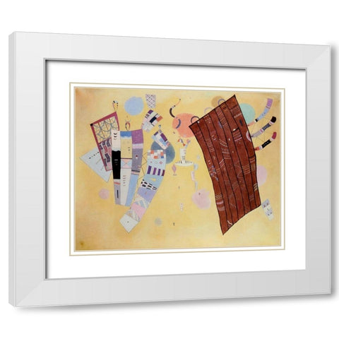 Delicate Tensions 1942 White Modern Wood Framed Art Print with Double Matting by Kandinsky, Wassily