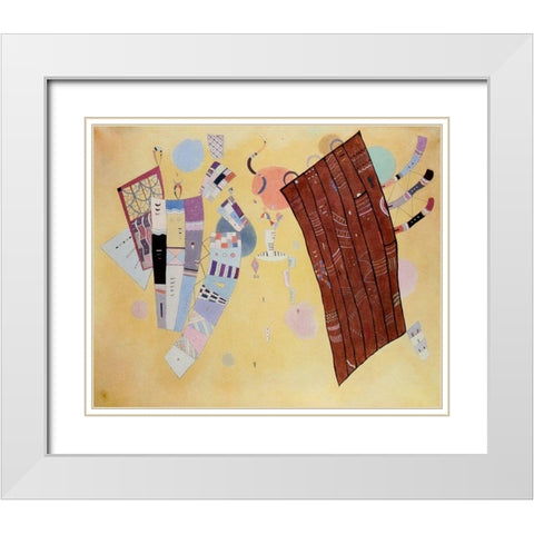 Delicate Tensions 1942 White Modern Wood Framed Art Print with Double Matting by Kandinsky, Wassily
