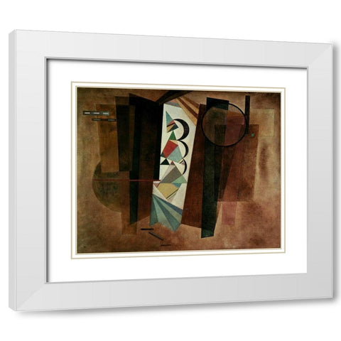 Development in Brown 1933 White Modern Wood Framed Art Print with Double Matting by Kandinsky, Wassily