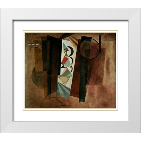Development in Brown 1933 White Modern Wood Framed Art Print with Double Matting by Kandinsky, Wassily