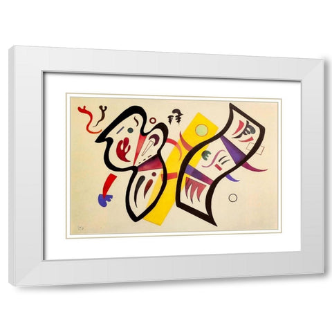 Double Affirmation 1934 White Modern Wood Framed Art Print with Double Matting by Kandinsky, Wassily