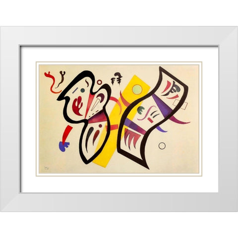 Double Affirmation 1934 White Modern Wood Framed Art Print with Double Matting by Kandinsky, Wassily