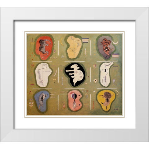 Graceful Ascent 1934 White Modern Wood Framed Art Print with Double Matting by Kandinsky, Wassily