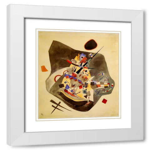 Grey spot 1922 White Modern Wood Framed Art Print with Double Matting by Kandinsky, Wassily