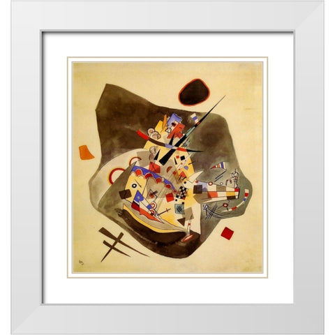 Grey spot 1922 White Modern Wood Framed Art Print with Double Matting by Kandinsky, Wassily