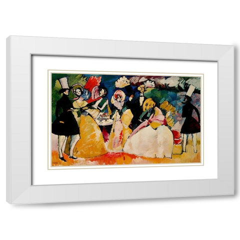 Group in crinolines 1909 White Modern Wood Framed Art Print with Double Matting by Kandinsky, Wassily