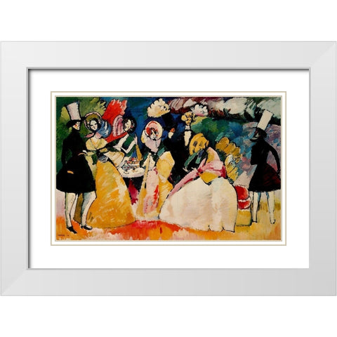 Group in crinolines 1909 White Modern Wood Framed Art Print with Double Matting by Kandinsky, Wassily