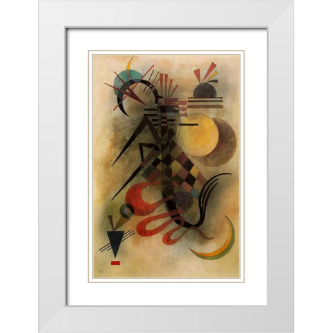 Hard but Soft 1927 White Modern Wood Framed Art Print with Double Matting by Kandinsky, Wassily