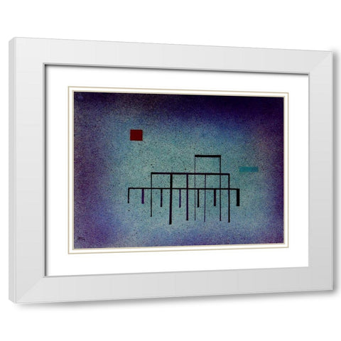 Horizontal Blue 1929 White Modern Wood Framed Art Print with Double Matting by Kandinsky, Wassily