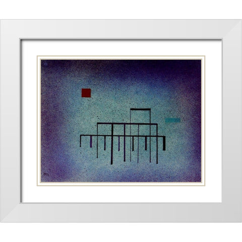 Horizontal Blue 1929 White Modern Wood Framed Art Print with Double Matting by Kandinsky, Wassily