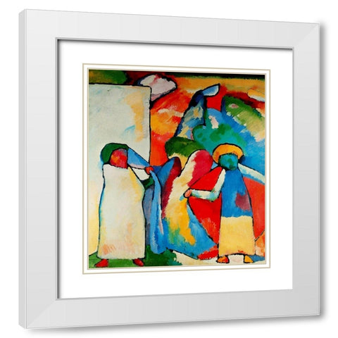 Improvisation no.6 African 1909 White Modern Wood Framed Art Print with Double Matting by Kandinsky, Wassily