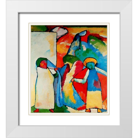 Improvisation no.6 African 1909 White Modern Wood Framed Art Print with Double Matting by Kandinsky, Wassily