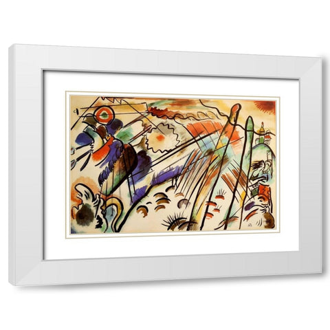 Improvisation no.28a 1911-12 White Modern Wood Framed Art Print with Double Matting by Kandinsky, Wassily