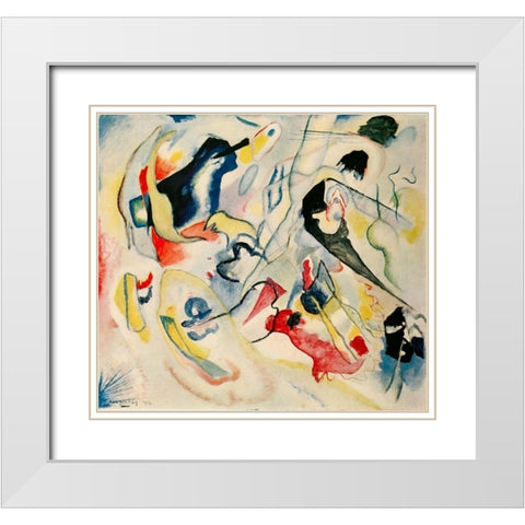 Improvisation no.29 Swan 1912 White Modern Wood Framed Art Print with Double Matting by Kandinsky, Wassily