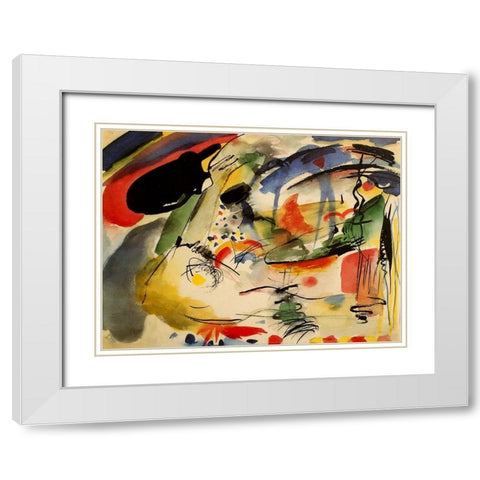 Improvisation no.33 1913 White Modern Wood Framed Art Print with Double Matting by Kandinsky, Wassily
