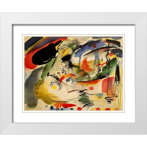 Improvisation no.33 1913 White Modern Wood Framed Art Print with Double Matting by Kandinsky, Wassily
