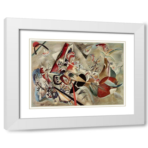 In Grey 1919 White Modern Wood Framed Art Print with Double Matting by Kandinsky, Wassily