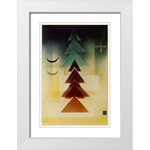 Into the Dark 1928 White Modern Wood Framed Art Print with Double Matting by Kandinsky, Wassily