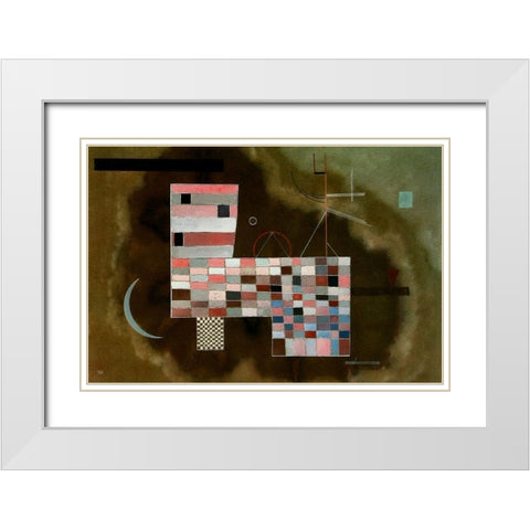 Massive Structure 1932 White Modern Wood Framed Art Print with Double Matting by Kandinsky, Wassily