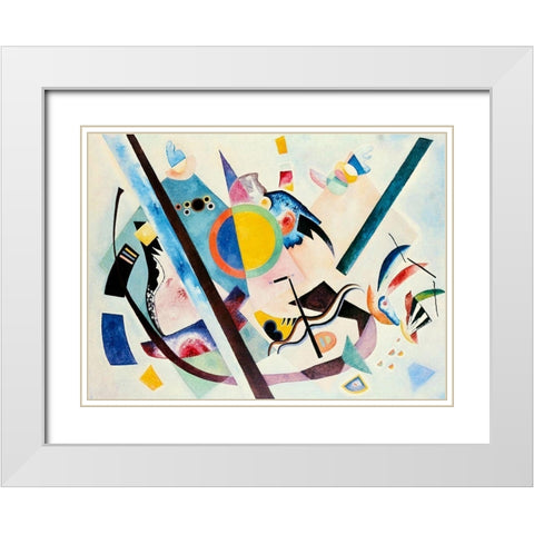 Multi-coloured Circle 1921 White Modern Wood Framed Art Print with Double Matting by Kandinsky, Wassily