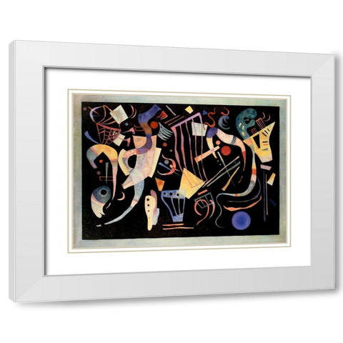 Multiple Forms 1936 White Modern Wood Framed Art Print with Double Matting by Kandinsky, Wassily
