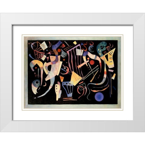 Multiple Forms 1936 White Modern Wood Framed Art Print with Double Matting by Kandinsky, Wassily