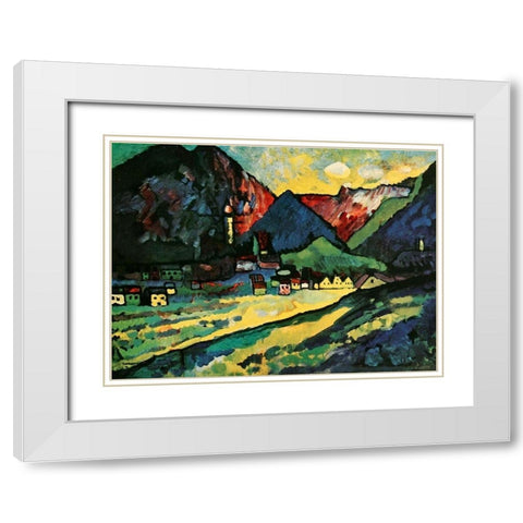 Murnau Landscape 1909 White Modern Wood Framed Art Print with Double Matting by Kandinsky, Wassily