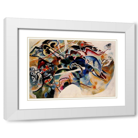 Painting with White Border 1913 White Modern Wood Framed Art Print with Double Matting by Kandinsky, Wassily