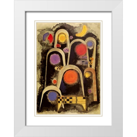 Reaching Upwards 1931 White Modern Wood Framed Art Print with Double Matting by Kandinsky, Wassily