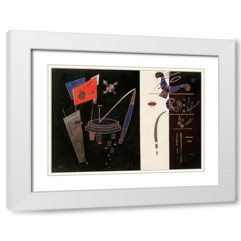 Red Accent 1943 White Modern Wood Framed Art Print with Double Matting by Kandinsky, Wassily