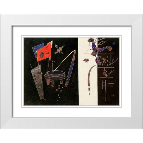 Red Accent 1943 White Modern Wood Framed Art Print with Double Matting by Kandinsky, Wassily