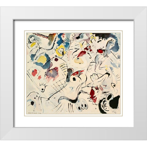 Sketch 160a 1912 White Modern Wood Framed Art Print with Double Matting by Kandinsky, Wassily