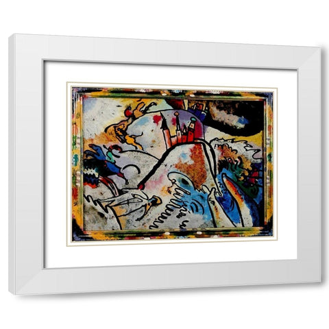 Small Pleasures 1911 White Modern Wood Framed Art Print with Double Matting by Kandinsky, Wassily