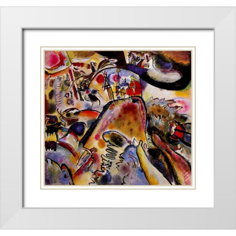 Small Pleasures 1913 White Modern Wood Framed Art Print with Double Matting by Kandinsky, Wassily