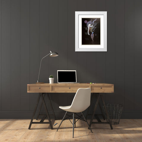 Soft 1936 White Modern Wood Framed Art Print with Double Matting by Kandinsky, Wassily