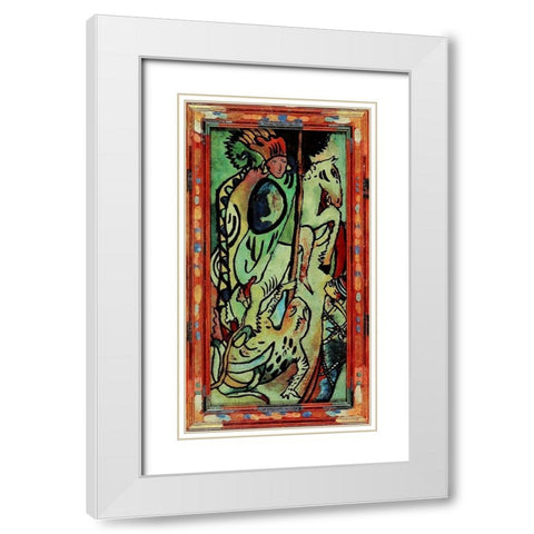 St. George II White Modern Wood Framed Art Print with Double Matting by Kandinsky, Wassily