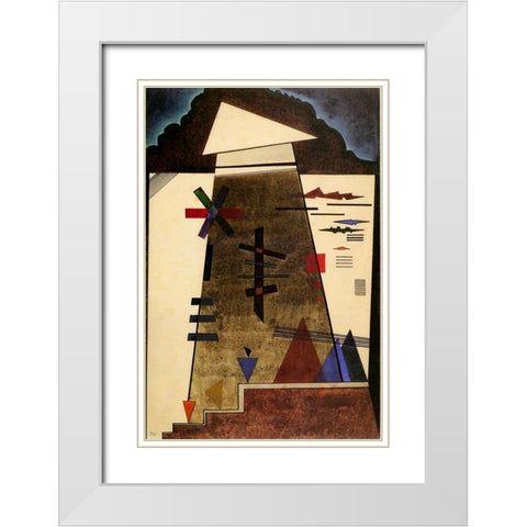 Stables 1925 White Modern Wood Framed Art Print with Double Matting by Kandinsky, Wassily
