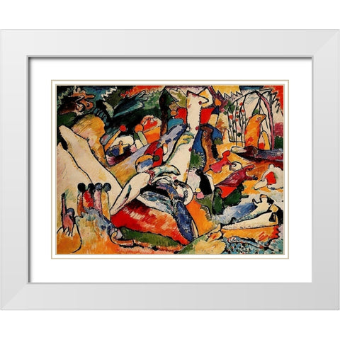Study for Composition II 1909-10 White Modern Wood Framed Art Print with Double Matting by Kandinsky, Wassily