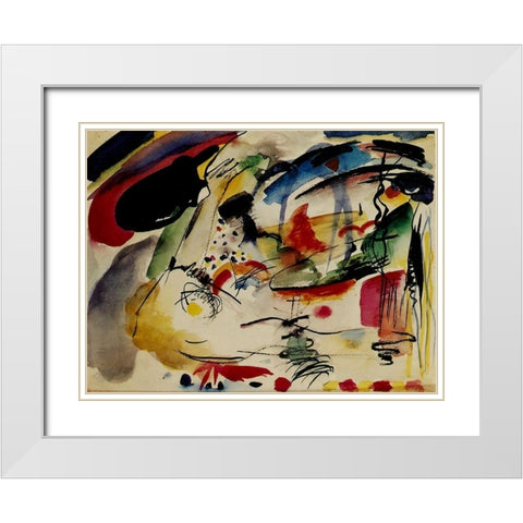 Study for Improvisation 33 1913 White Modern Wood Framed Art Print with Double Matting by Kandinsky, Wassily