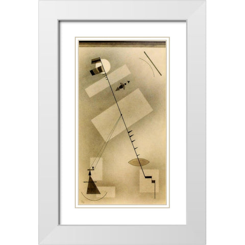 Taut Line 1931 White Modern Wood Framed Art Print with Double Matting by Kandinsky, Wassily